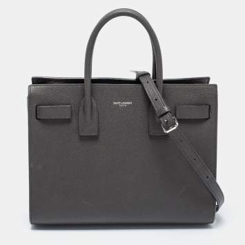 Pre Owned Saint Laurent Dark Grey Leather Baby Classic Sac De Jour Tote