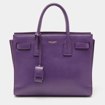 Pre Owned Saint Laurent Purple Leather Small Classic Sac De Jour Tote