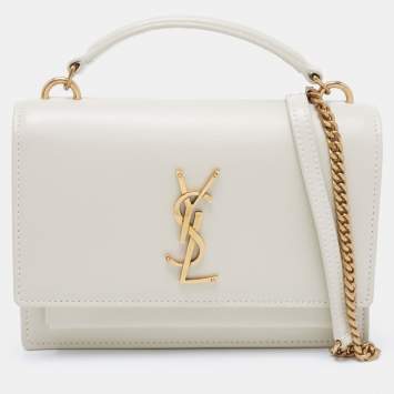Pre Owned Saint Laurent Off White Leather Sunset Chain Bag