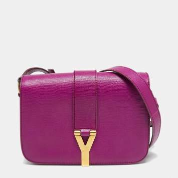 Pre Owned Saint Laurent Paris Magenta Leather Ligne Y Shoulder Bag
