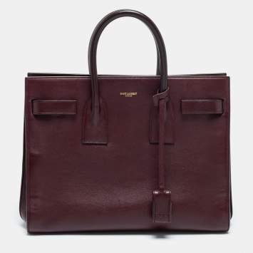 Pre Owned Saint Laurent Burgundy Leather Small Classic Sac De Jour Tote