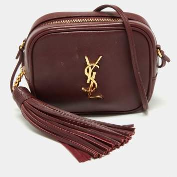 مملوكة مسبقًا Saint Laurent Burgundy Leather Mini Blogger Crossbody Bag