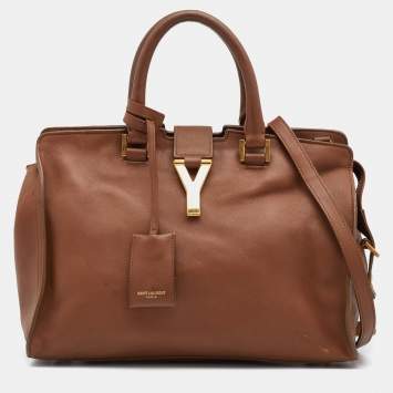 Pre Owned Saint Laurent Brown Leather Cabas Chyc Tote
