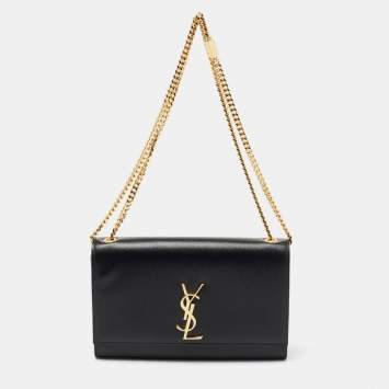 Pre Owned Saint Laurent Black Leather Medium Kate Shoulder Bag