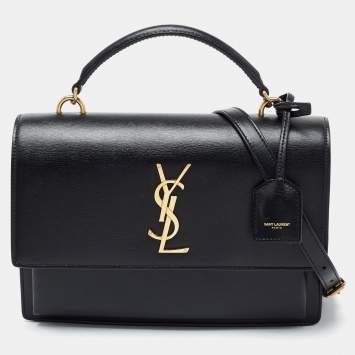 Pre Owned Saint Laurent Black Leather Sunset Top Handle Bag