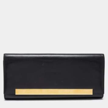 Pre Owned Saint Laurent Black Leather Lutetia Clutch 