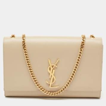 Pre Owned Saint Laurent Beige Leather Medium Kate Shoulder Bag