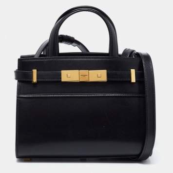 Pre Owned Saint Laurent Black Leather Tote