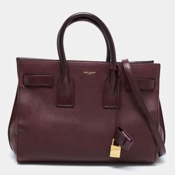 Pre Owned Saint Laurent Burgundy Leather Small Classic Sac De Jour Tote