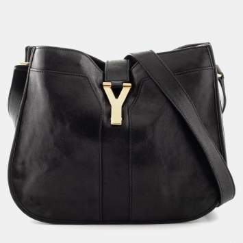 Pre Owned Yves Saint Laurent Black Leather Y-Ligne Shoulder Bag