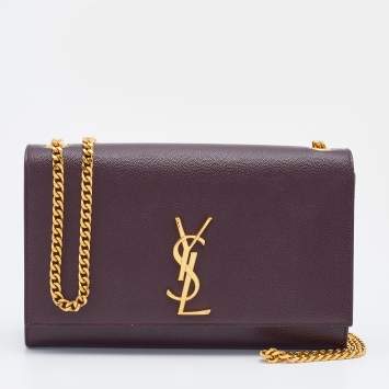 Pre Owned Saint Laurent Burgundy Leather Medium Kate Shoulder Bag