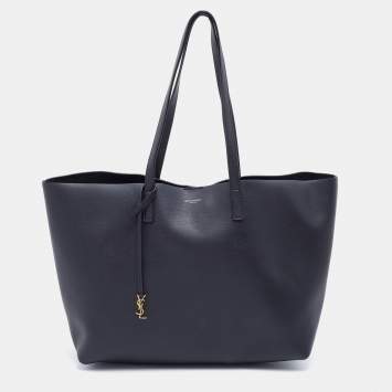 Pre Owned Saint Laurent Black Leather E/W Shopper Tote