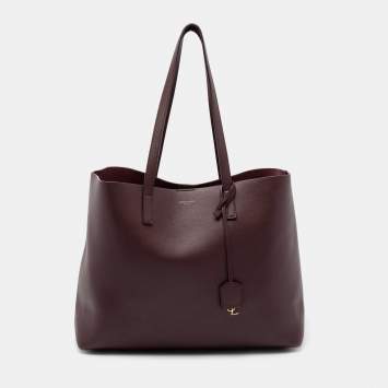 Pre Owned Saint Laurent Burgundy Leather Shopping Tote
