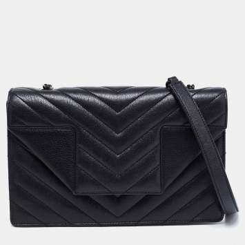 Pre Owned Saint Laurent Black Matelassé Leather Betty Shoulder Bag