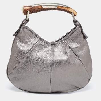 Pre Owned Yves Saint Laurent Grey Leather Mombasa Hobo