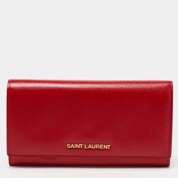 مملوكة مسبقًا Saint Laurent Red Patent Leather Continental Wallet
