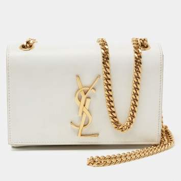 مملوكة مسبقًا Saint Laurent White Leather Small Kate Shoulder Bag