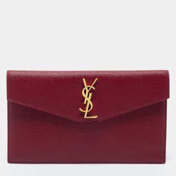 Pre Owned Saint Laurent Red Leather Medium Uptown Clutch