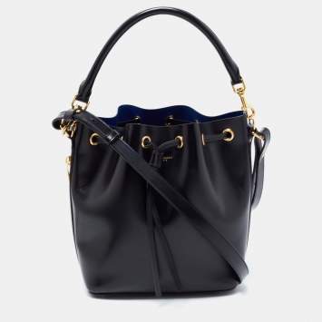 Pre Owned Saint Laurent Black Leather Emmanuelle Bucket Bag