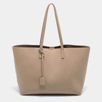 Pre Owned Saint Laurent Beige Leather East West Shopping Tote