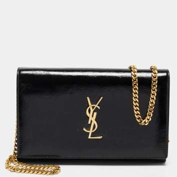 مملوكة مسبقًا Saint Laurent Black Leather Kate Wallet On Chain