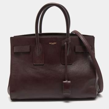 Pre Owned Saint Laurent Burgundy Leather Baby Classic Sac De Jour Tote