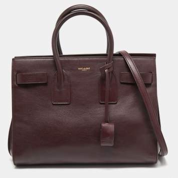 Pre Owned Saint Laurent Burgundy Leather Small Classic Sac De Jour Tote