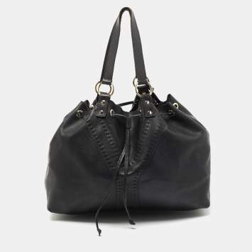 Pre Owned Saint Laurent Black Leather Tote
