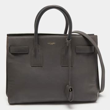 Pre Owned Saint Laurent Grey Leather Small Classic Sac De Jour Tote