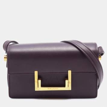 Pre Owned Saint Laurent Burgundy Leather Small Lulu Shoulder Bag