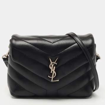 Saint Laurent Black Matelassé Leather Toy Loulou Crossbody Bag