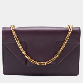 Pre Owned Saint Laurent Burgundy Leather Betty Chain Shoulder Bag