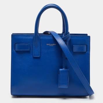 Saint Laurent Blue Leather Nano Classic Sac De Jour Tote