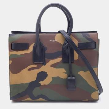 Pre Owned Saint Laurent Multicolor Camouflage Print Leather Small Classic Sac De Jour Tote
