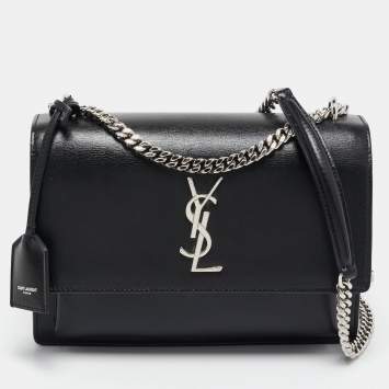 Saint Laurent Black Leather Medium Sunset Shoulder Bag