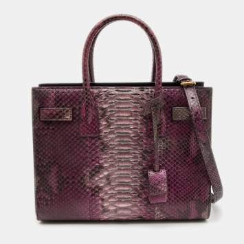 Pre Owned Saint Laurent Pink/Brown Python Leather Baby Classic Sac De Jour Tote
