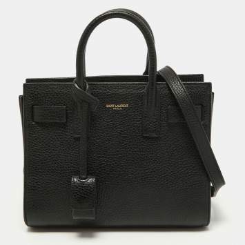 Pre Owned Saint Laurent Black Leather Nano Classic Sac De Jour Tote