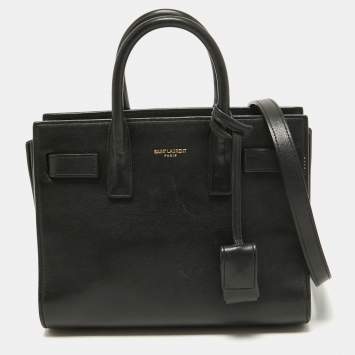 Pre Owned Saint Laurent Black Leather Nano Classic Sac De Jour Tote