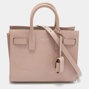 Pre Owned Saint Laurent Pink Leather Nano Classic Sac De Jour Tote