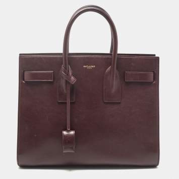 Pre Owned Saint Laurent Burgundy Leather Small Classic Sac De Jour Tote