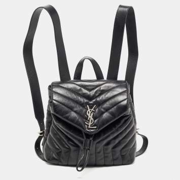 Saint Laurent Black Y Quilted Leather Loulou Backpack
