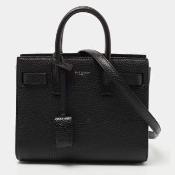 Pre Owned Saint Laurent Black Grained Leather Nano Classic Sac De Jour Tote