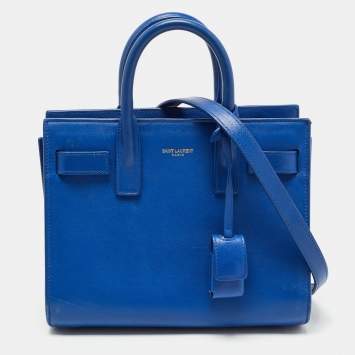 Pre Owned Saint Laurent Blue Leather Nano Classic Sac De Jour Tote