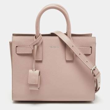 مملوكة مسبقًا Saint Laurent Old Rose Leather Nano Classic Sac De Jour Tote