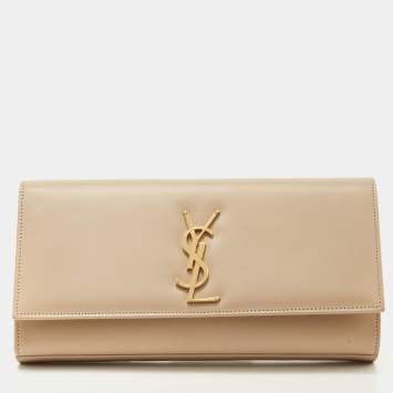 Saint Laurent Beige Leather Kate Clutch