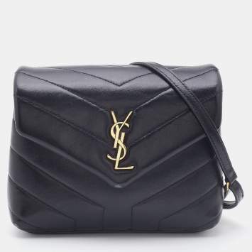 Pre Owned Saint Laurent Black Quilted Leather Toy Loulou Crossbody Bag