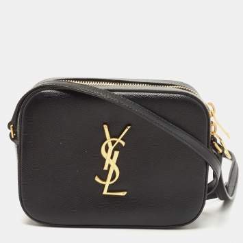 Pre Owned Saint Laurent Black Leather Classic Monogram Camera Bag