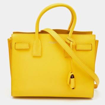 Pre Owned Saint Laurent Yellow Leather Baby Classic Sac De Jour Tote