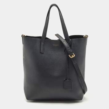 Pre Owned Saint Laurent Black Leather Toy Shopper Tote