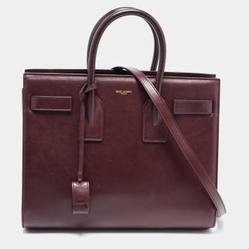 Pre Owned Saint Laurent Burgundy Leather Small Classic Sac De Jour Tote
